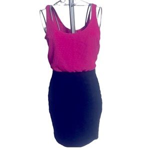 Express Pink Dot Color Block Bodycon Sleeveless Dress Size Medium